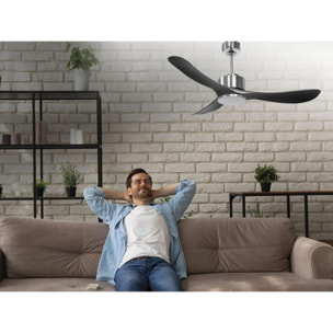 Ventilateur de plafond ø132 cm avec Wifi Réversible Hypersilence 40   W argent