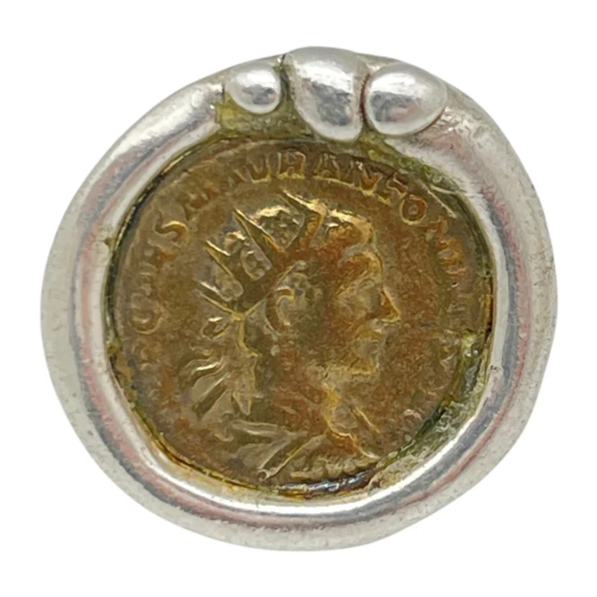 Anillo moneda mix vintage plata chapado 10µ y dorado-latón