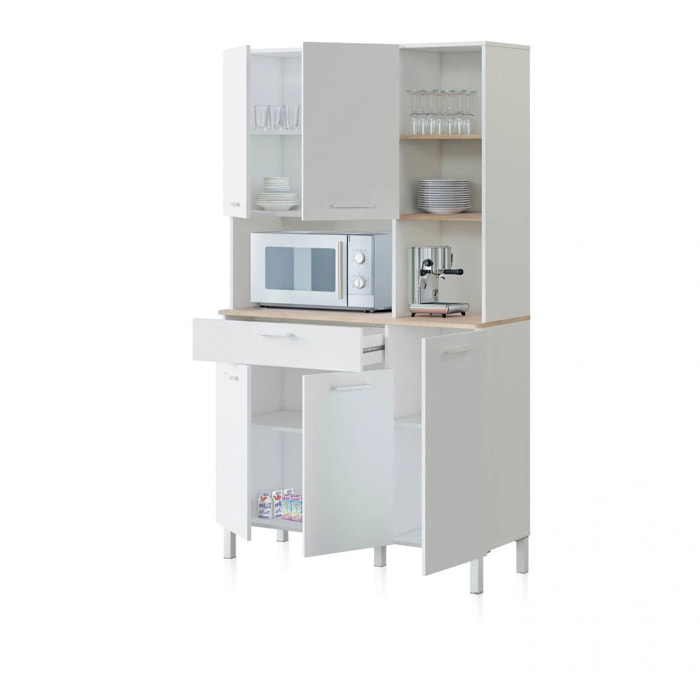 Alacena cocina Colin 5 Puertas Blanco Artik (Blanco Mate) - Roble Canadian