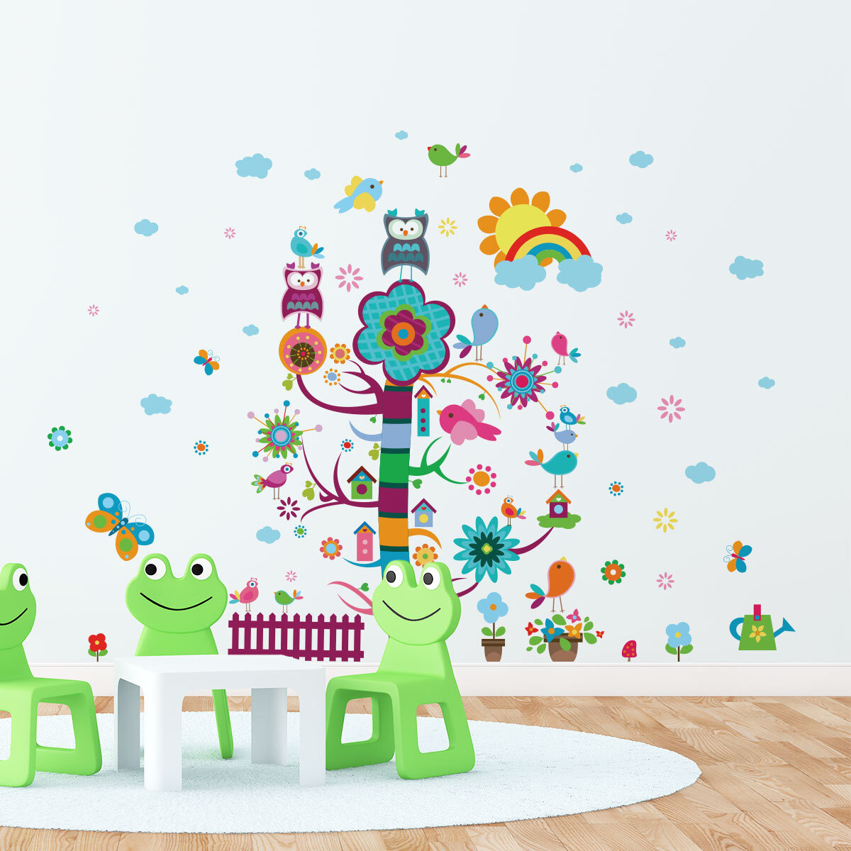 Stickers muraux | Sticker Mural Autocollant - ENFANT ARBRE MAGIQUE - adhésifs fond transparent