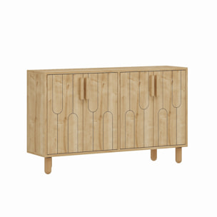 CIRACUSE Buffet 4 portes aspect bois design graphique120x73cm