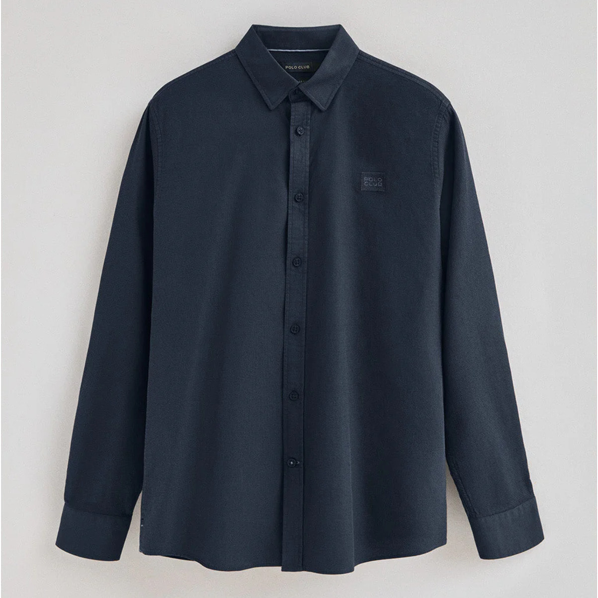 Camisa azul marino de corte regular cuello con botones y logo Polo Club