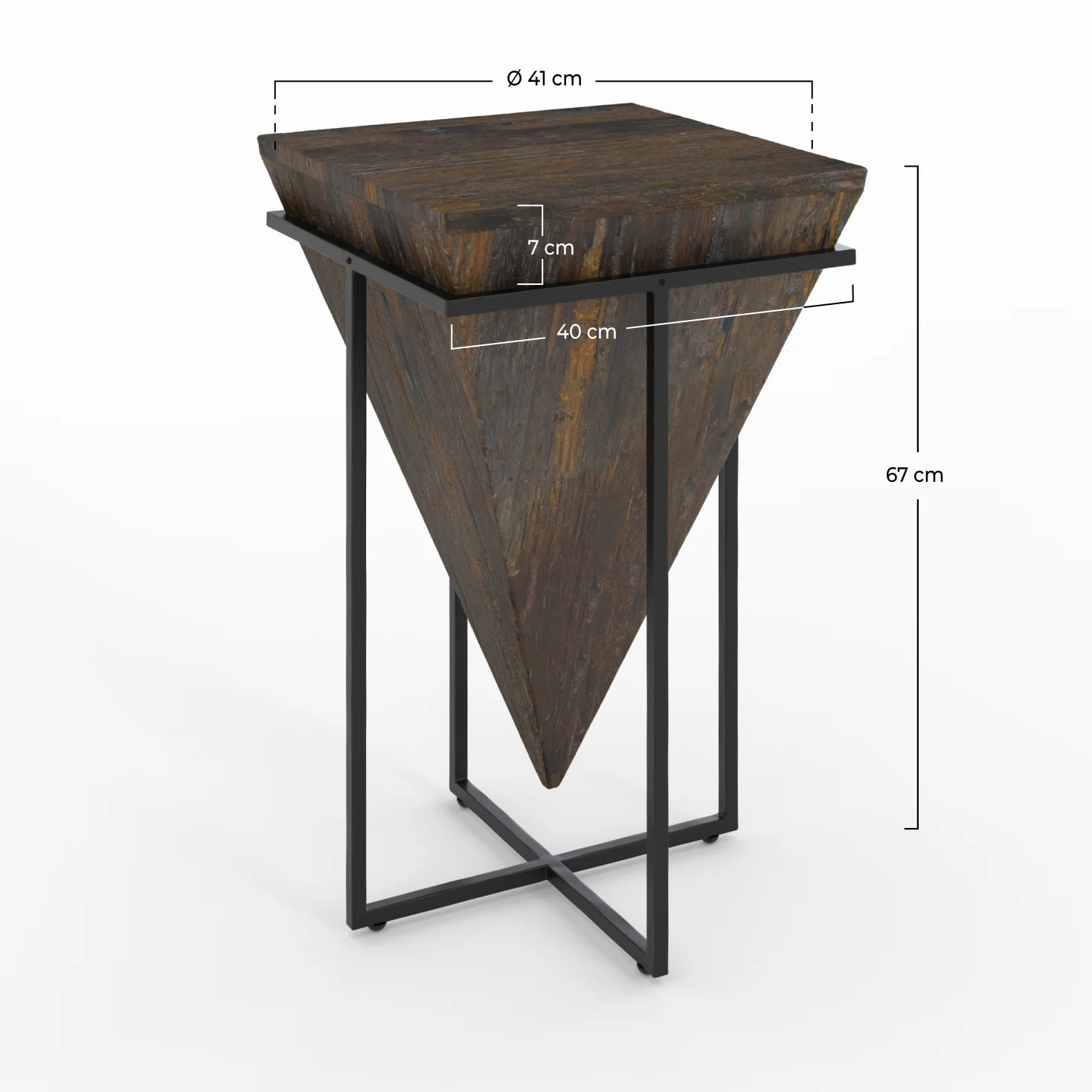 Grande table d'appoint en bois et métal - Shanghai