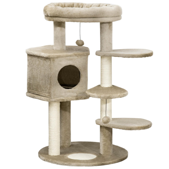 Árbol Rascador para Gatos Altura 94 cm con Cama Cueva Escaleras Bolas Colgantes