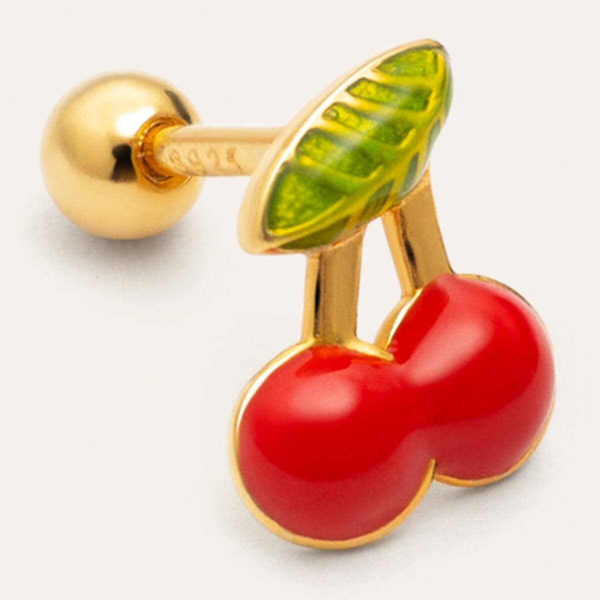 Pendiente Suelto Mini Cereza Plata Baño Oro