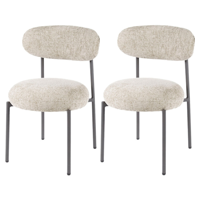 Adelia - lot de 2 chaises - pieds en métal - en tissu texturé - Sable