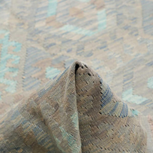 Tapis kilim, motif géométrique, tissé plat artisanal, KEPU