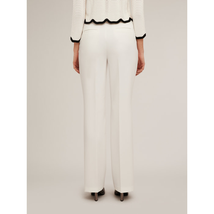 Motivi - Pantaloni palazzo con piega stirata - Bianco
