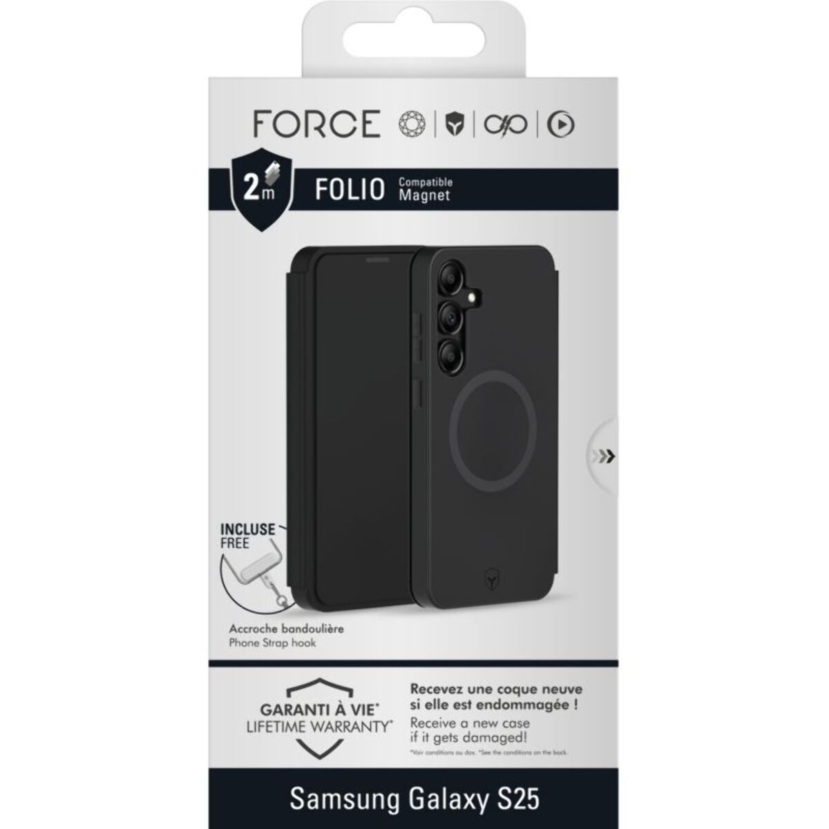 Coque étui FORCE CASE Samsung S25 Magnet Noir