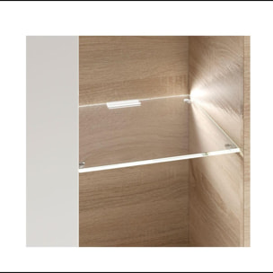 Parete Attrezzata Mobile Soggiorno TV Salotto Base Televisione Con Scaffali Illuminati LED Sala Pranzo Design Moderno 260x185x42 cm Bianco Rovere