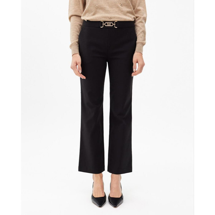 Pantaloni a zampa corti con dettaglio gioiello