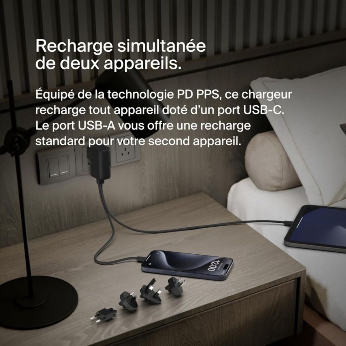 Chargeur BELKIN 25W+ adaptateur voyage+powerbank 5000mAh