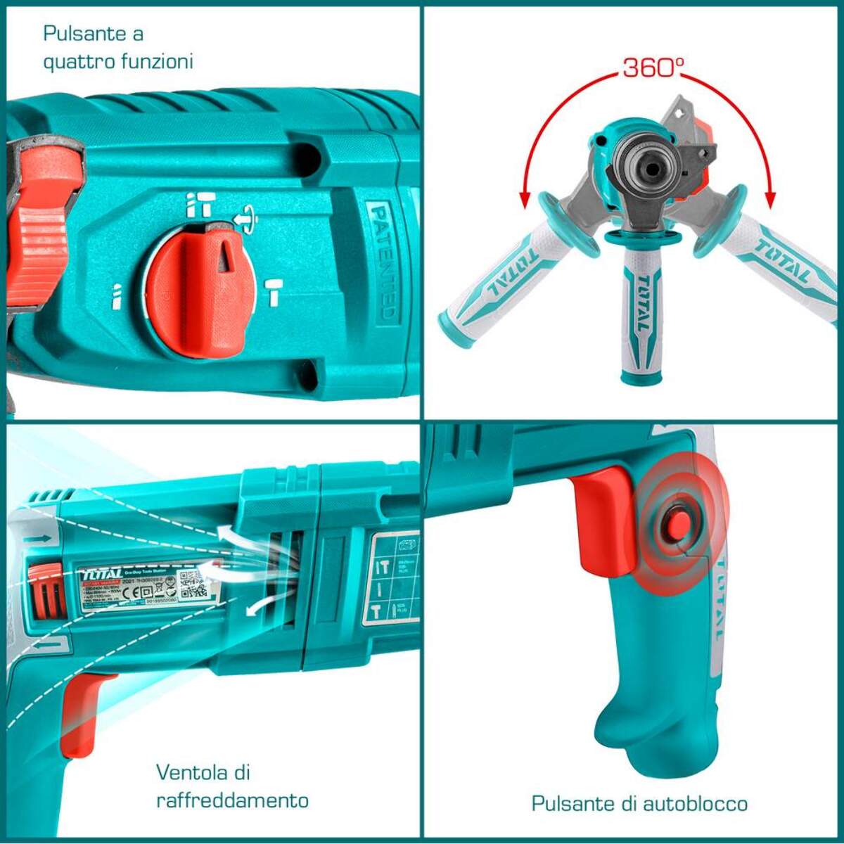 Martello Rotativo SDS Plus 800W 2,5J con mandrino di ricambio