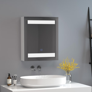 Miroir lumineux LED armoire murale design de salle de bain 2 en 1 dim. 50L x 15l x 60H cm MDF blanc