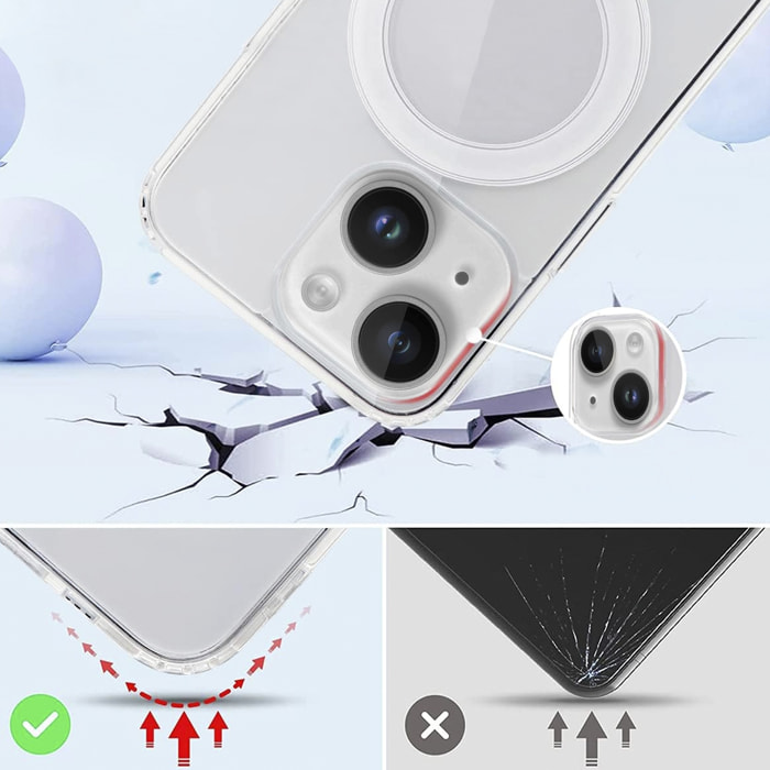 DAM Custodia trasparente antiurto  Magsafe per iPhone 14 Plus 8,09x1,06x16,36 Cm. Colore trasparente