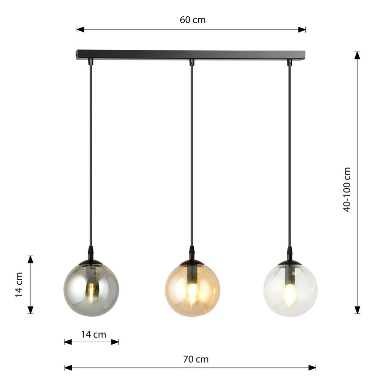 Lampada a sospensione Cosmo in acciaio e vetro colorato