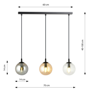 Lampada a sospensione Cosmo in acciaio e vetro colorato