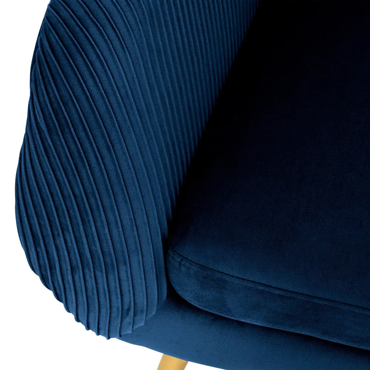 Fauteuil "Solaro" bleu en velours plissé