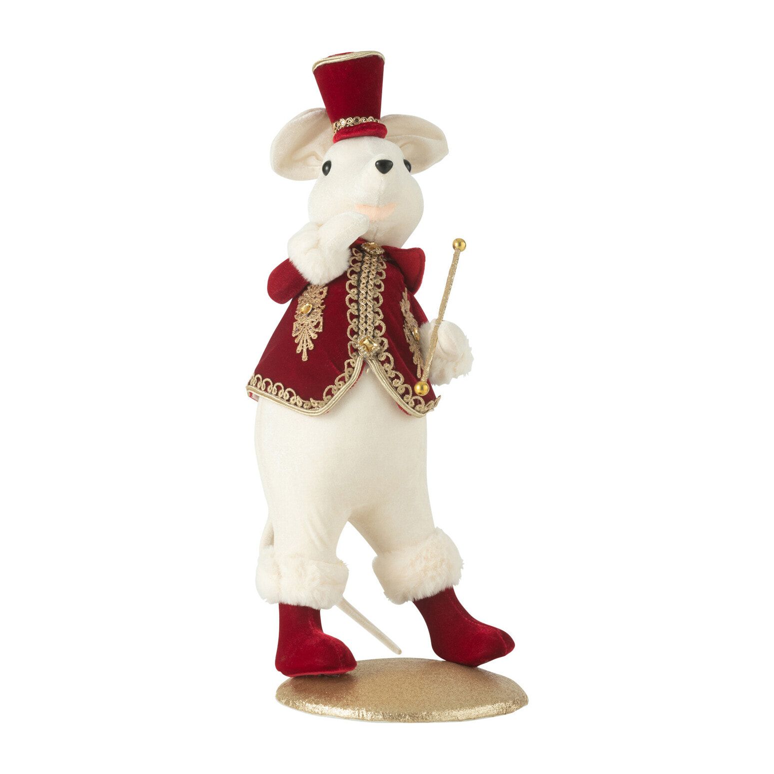 J-Line figurine Souris Majorette Debout -polyfoam/textile - rouge/or