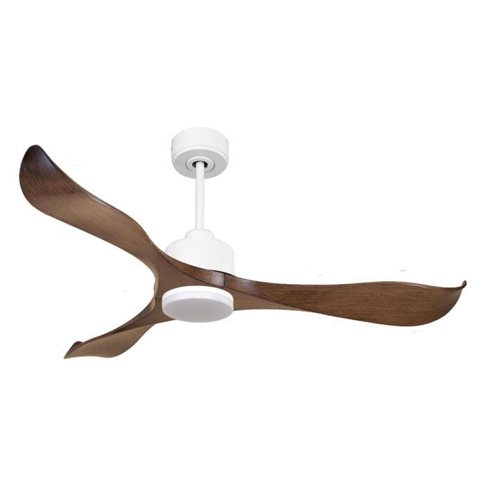 Ventilateur de plafond Réversible  Thermostat Dimmable Wifi Moteur à courant continu Toits en pente Télécommande Lumière à trois tons Adaptateur 2/3 Lames