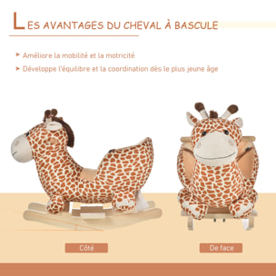 Jouet à bascule modèle girafon ceinture de sécurité fonction musicale 32 pistes marron beige