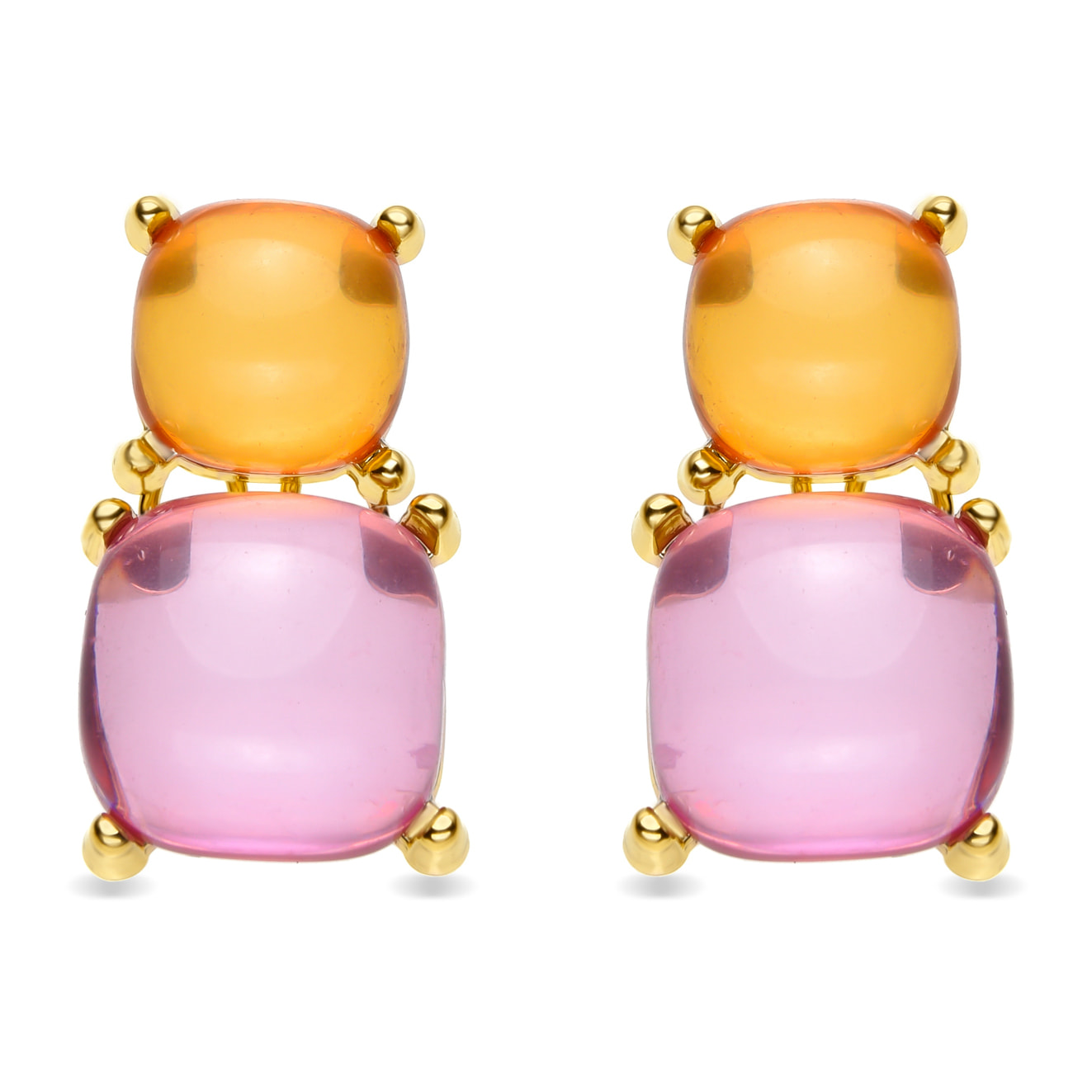 Pendientes de Cristal Multicolor acabados en oro amarillo de 18k