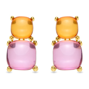Pendientes de Cristal Multicolor acabados en oro amarillo de 18k