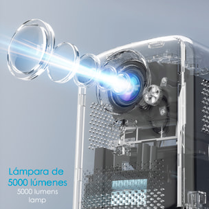 Videoproiettore LCD T8, con WiFi e Bluetooth. Risoluzione nativa HD720, da 32 a 150 pollici. Mirroring dello schermo per iOS e Android.