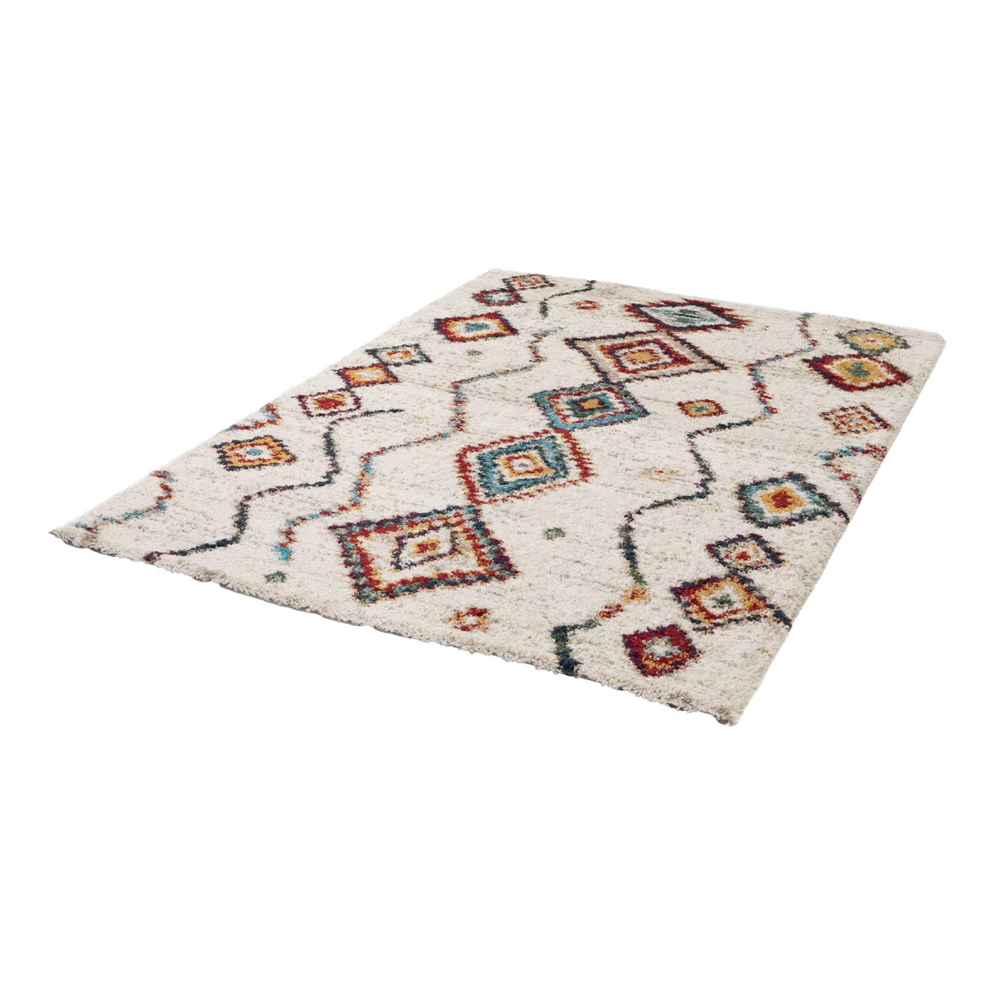 Tapis intérieur shaggy style berbère créme et multicolore MAGGIE