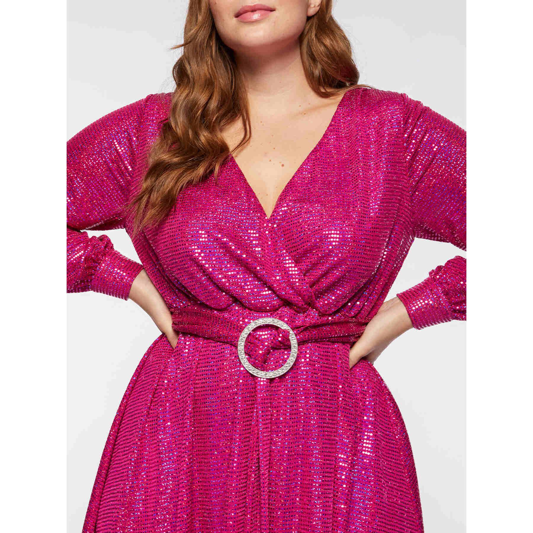 Fiorella Rubino - Vestido corto de fucsia con cinturón y hebilla - Fuchsia