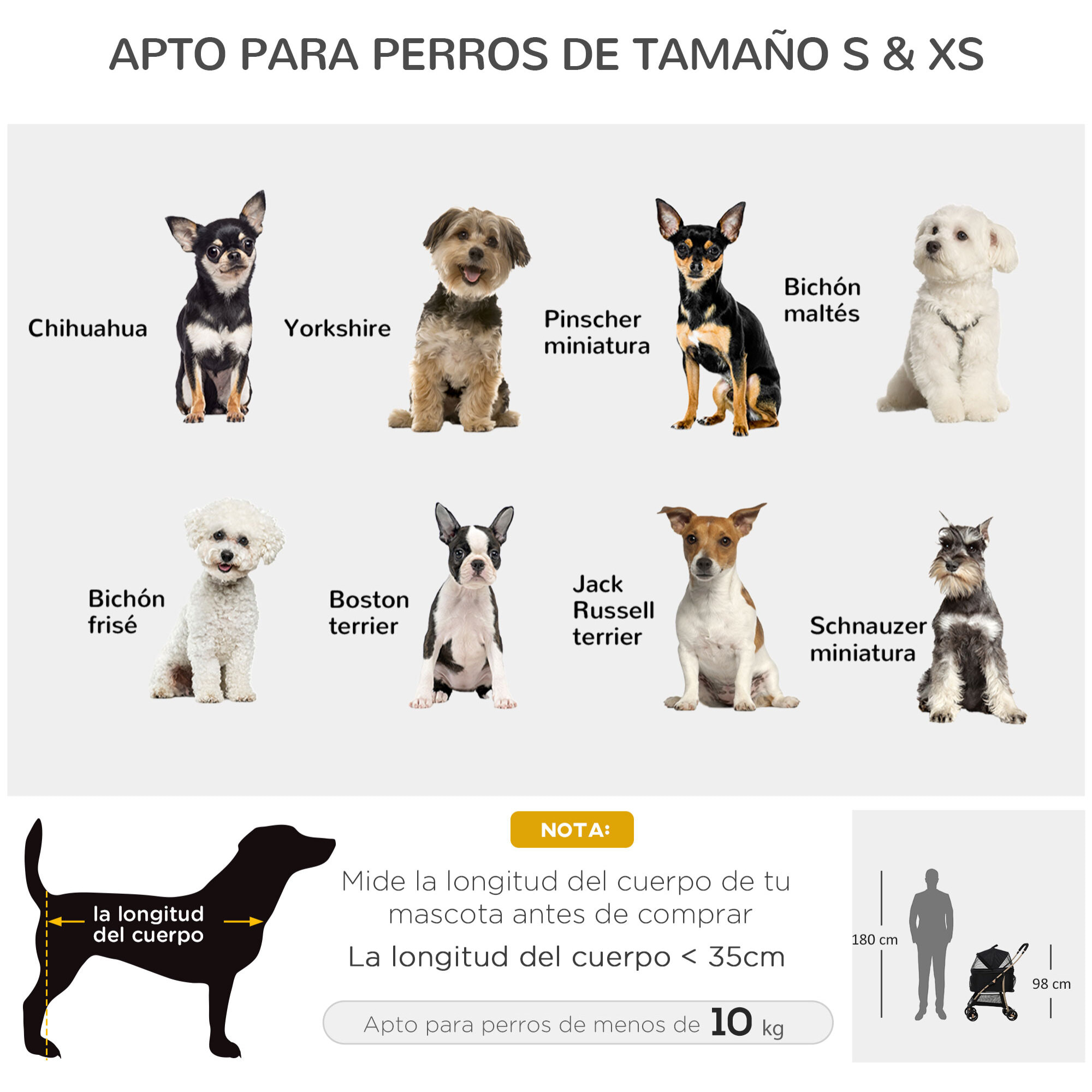 3 en 1 Cochecito para Mascotas Carrito para Perros y Gatos Desmontable Bolsa de Transporte Plegable con Cesta de Almacenaje y Frenos Tela Oxford 600D Carga 15 kg 82x49,5x98 cm Negro