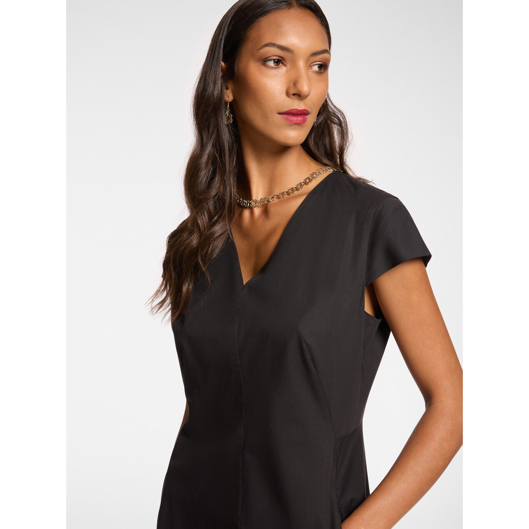 Elena Mirò - Vestido midi con escote en pico - Negro