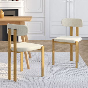 Chaises Elsa en tissu beige et pieds métal - lot de 4