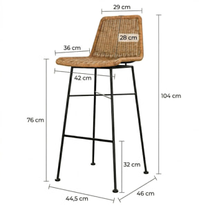 Lot de 2 chaises de bar 76 cm en résine tressée marron - Mandya