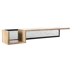 Étagère murale industrielle en bois manguier massif et métal noir L90 cm RACK