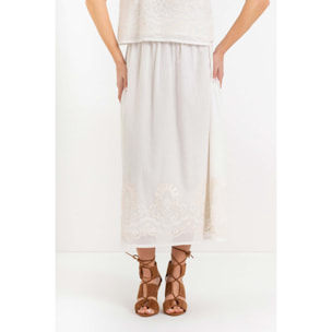 Kocca - Gonna da donna in cotone con ricami e vita arricciata Donna