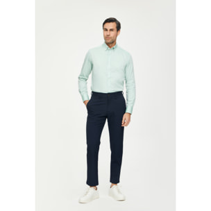 Camicia Uomo 1 Bottone Button Down Slim Cotone Unito Verde Chiaro