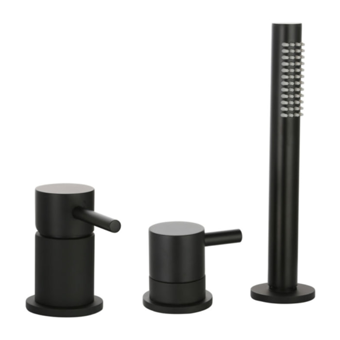 Mitigeur baignoire mécanique 3 trous PAINI Cox pour remplissage par le vidage avec douchette Noir mat