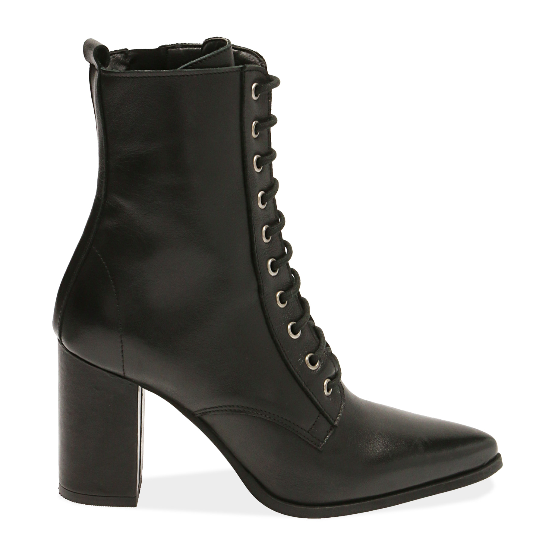 Ankle boots neri in pelle, tacco 9 cm