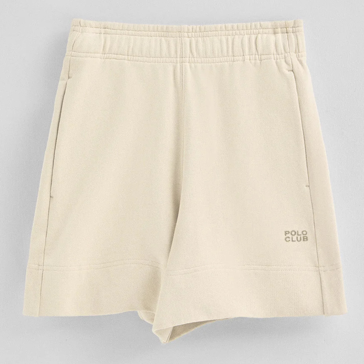 Pantalón corto de algodón color crudo con logo bordado