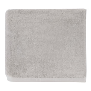 Serviette de bain unie en coton peigné biologique, ESSENTIEL, Gris Clair