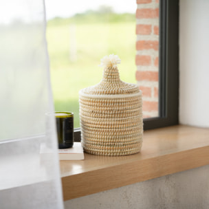Panier avec couvercle laine - Blanc