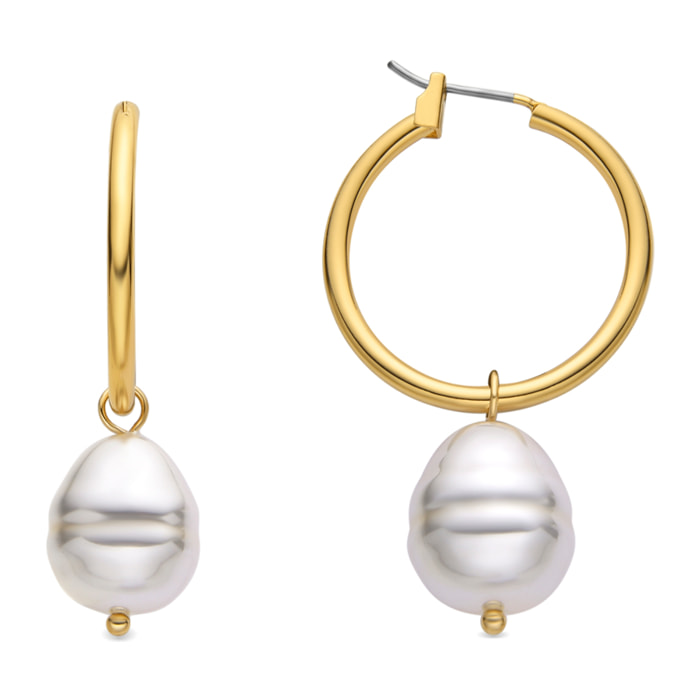 Pendientes con Perla Blanca acabado oro 18k