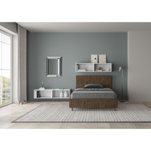 Letto una piazza e mezza senza rete 120x200 testata inclinata noce Demas