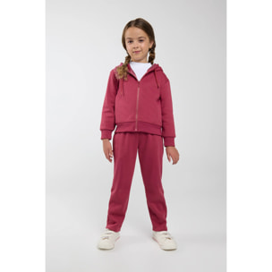 Chándal deportivo de niña afelpado chaqueta y pantalón recto rosa