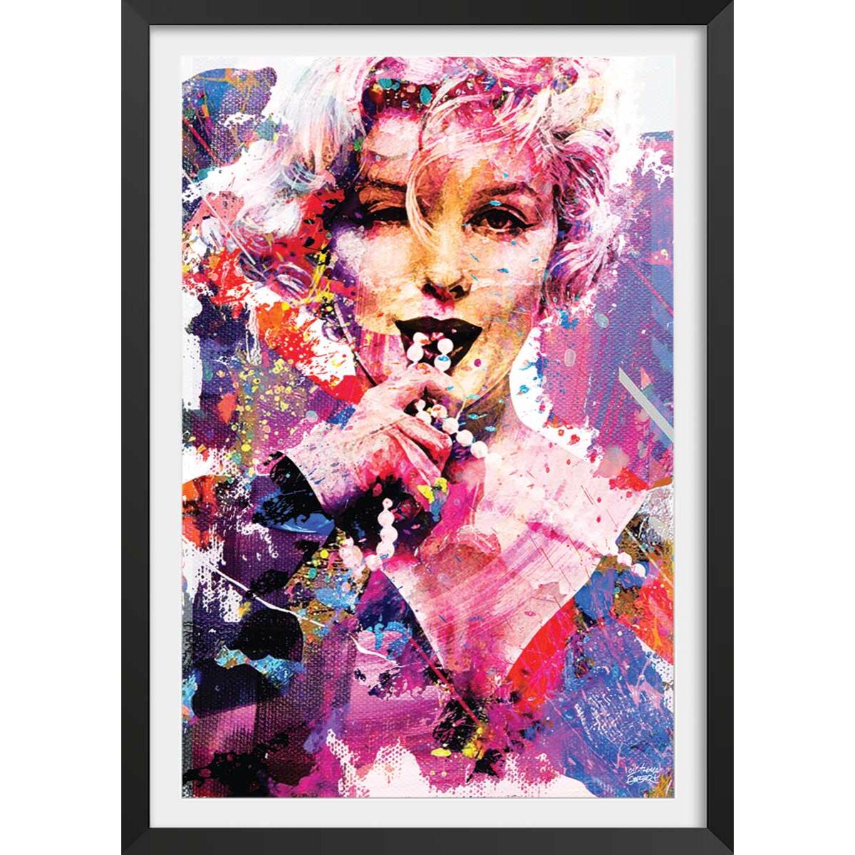 Affiche illustration graffiti marilyn Affiche sous cadre noir