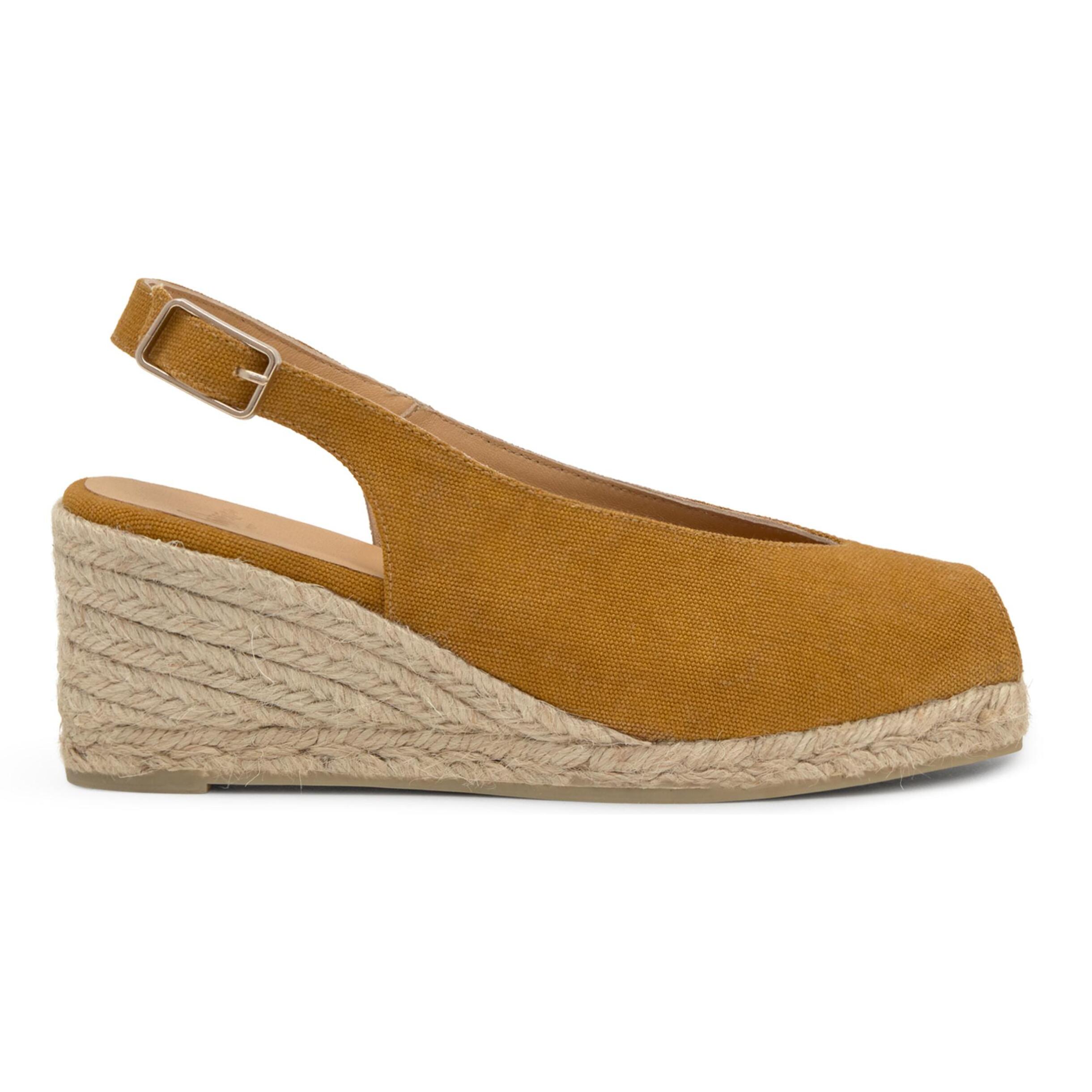 Alpargata destalonada Diana estilo peep-toe en algodón orgánico lavado