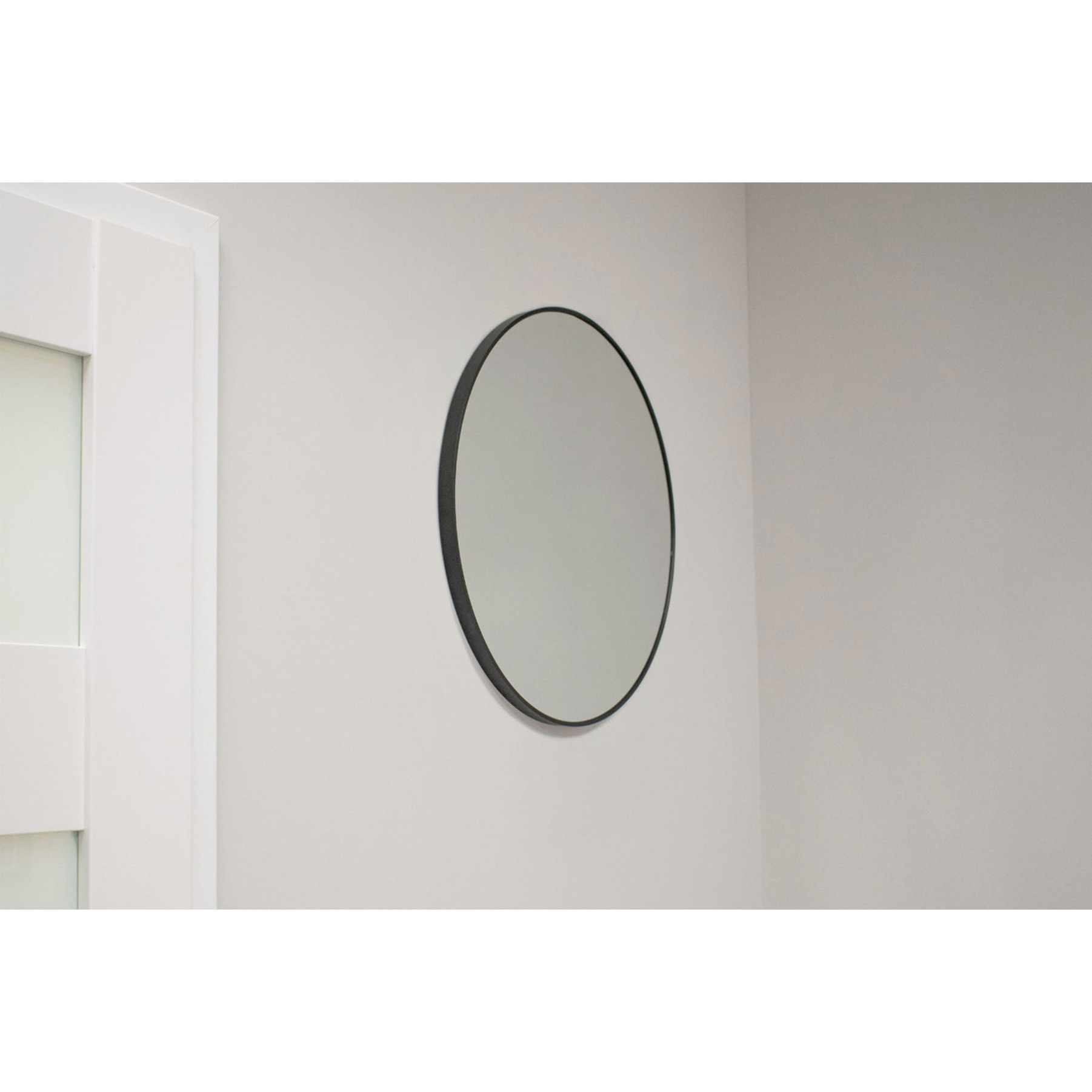 Specchio circolare moderno con cornice in metallo nero 50 cm
