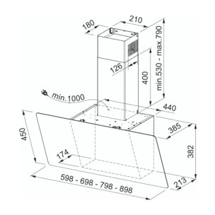 Hotte décorative murale inclinée FRANKE EVO PLUS FPJ 625 VERT. VR/NR