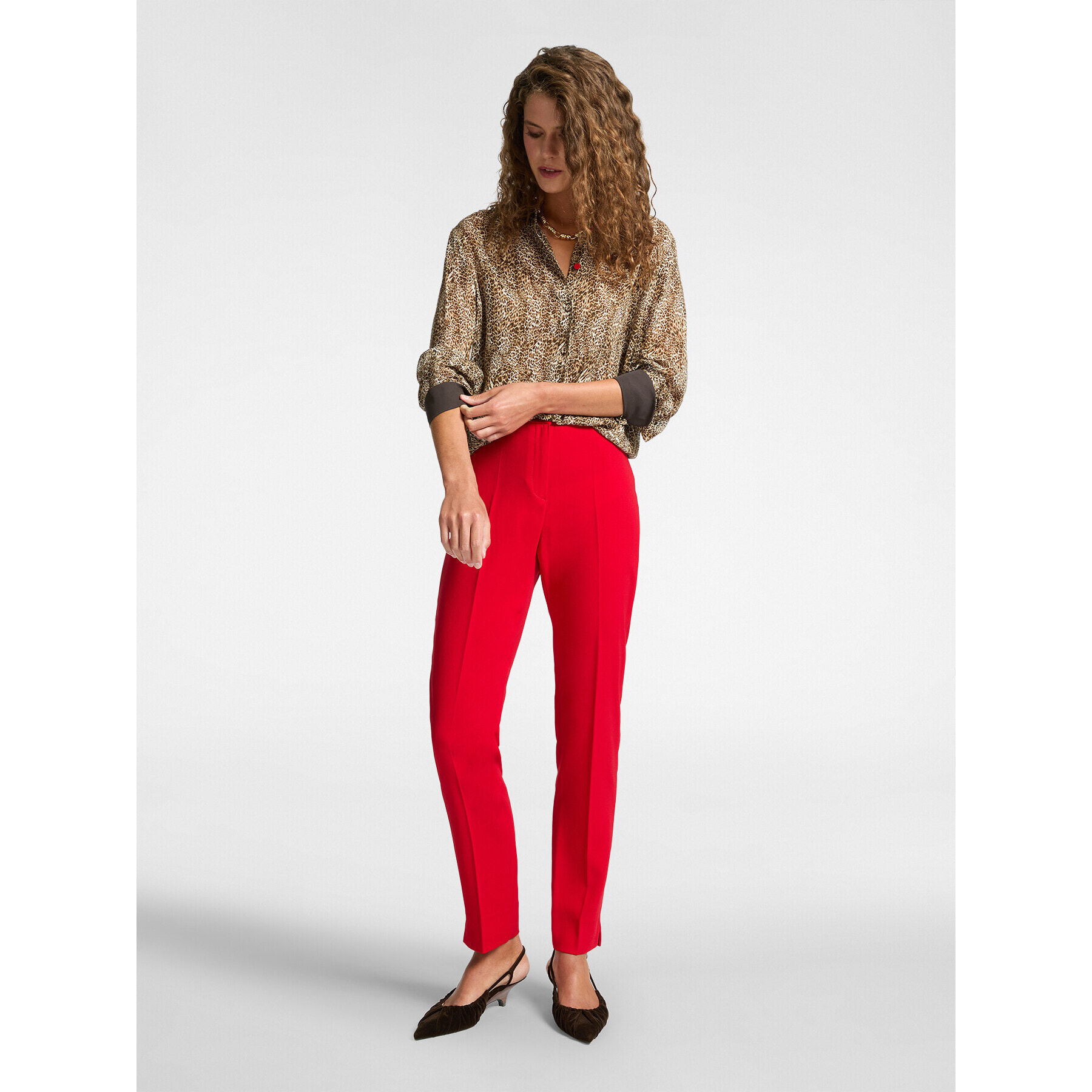 Elena Mirò - Pantaloni slim in tessuto stretch - Rosso